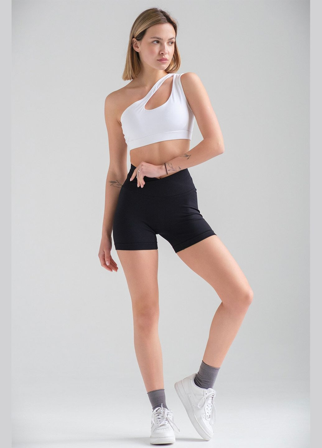 Жіночий Спортивний Топ З Ефектом Push Up На Одне Плече Yoga White Without (337472098)