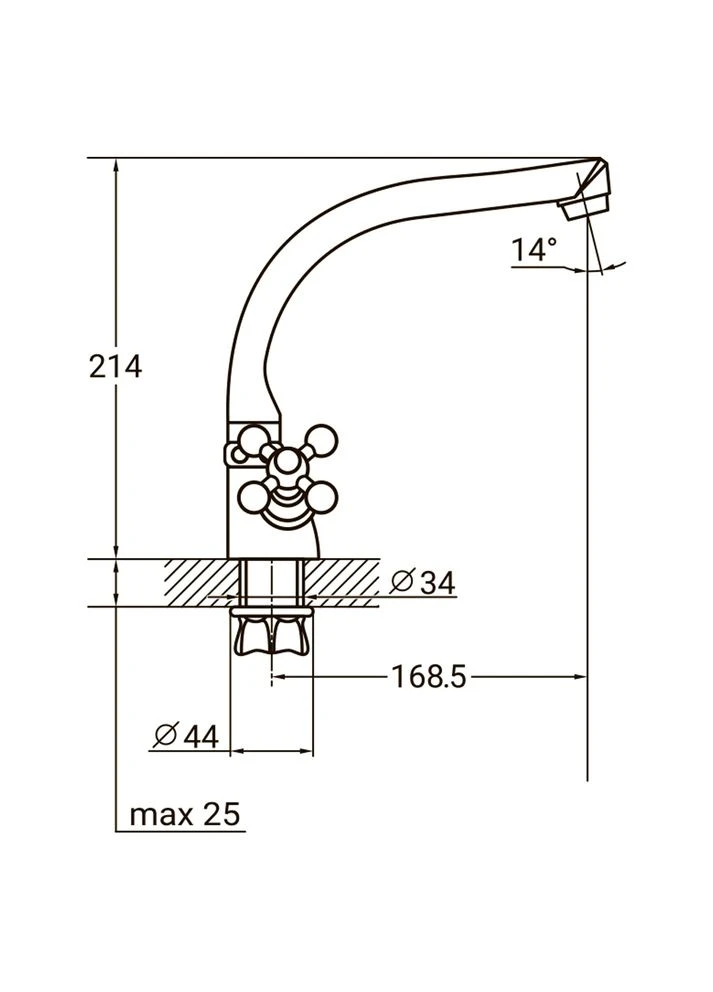 Смеситель PL 1/2" для кухни Г-гусак на гайке PL-4B255C (9777120) AQUATICA (386516443)