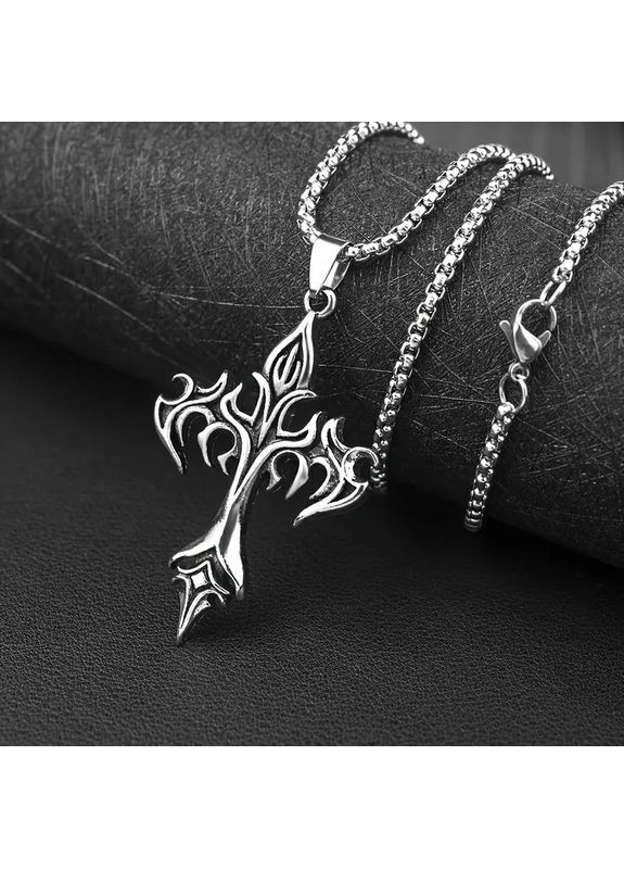 Ретро підвіска-тотем Хрест "Огнем і Хрестом" у формі давнього хреста 5.5 см на ланцюжку 60 см AurumLux263 Liresmina Jewelry (301580460)