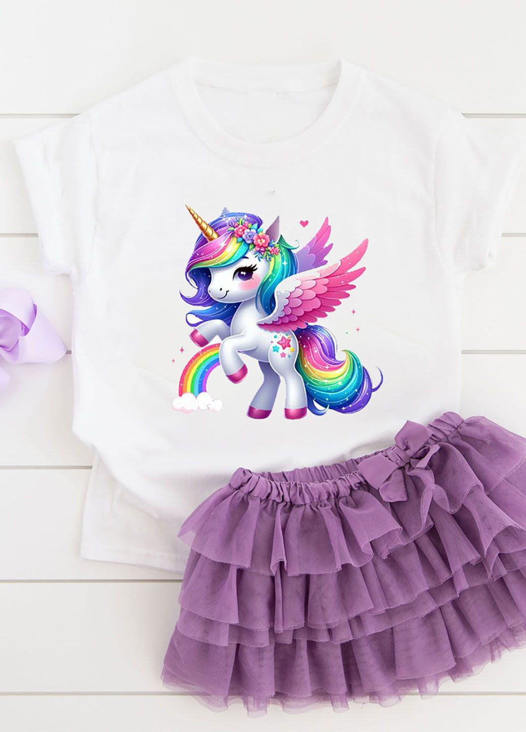 Белая демисезонная футболка детская белая для девочки majestic unicorn dreamscape Love&Live