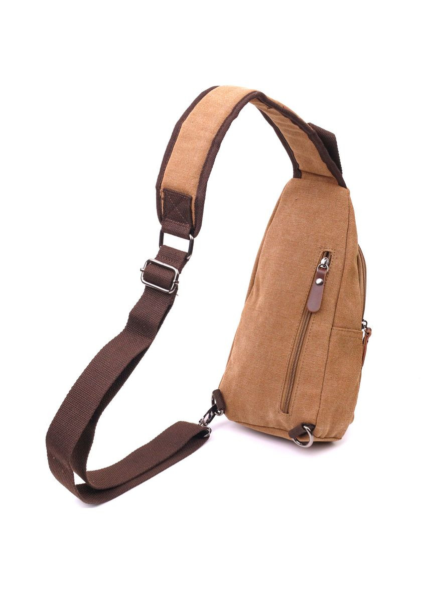 Сумка слінг чоловіча через плече з USB кабелем текстильна коричнева 21222 Vintage (362417784)