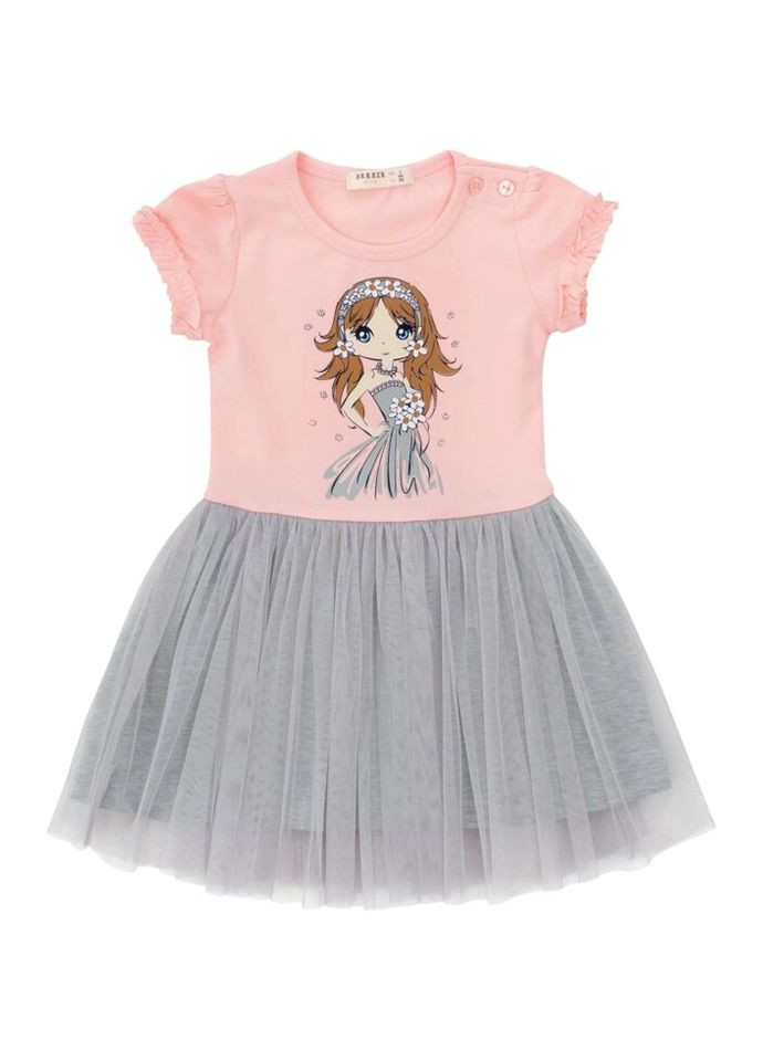 Комбинированное платье с фатиновой юбкой (19713-92g-pink) Breeze (300624818)