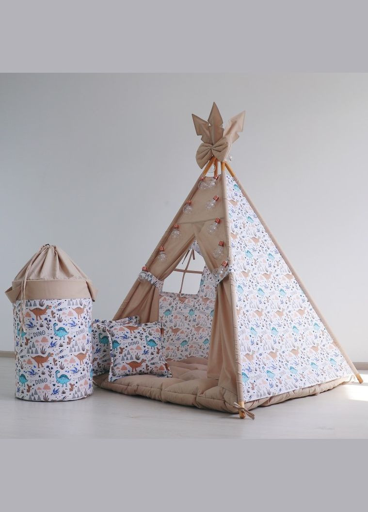 Детский вигвам "Динозаврики" с ковриком БОН БОН + корзина для игрушек. Полный комплект No Brand (316257352)