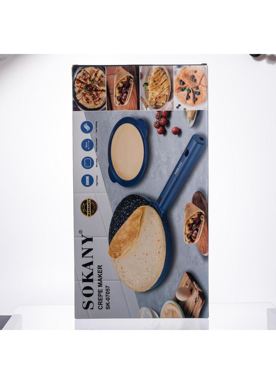 Сковорода млинниця електрична Ø20 (см) з антипригарним покриттям 600 Вт Синій SK-07057 Sokany (370373515)