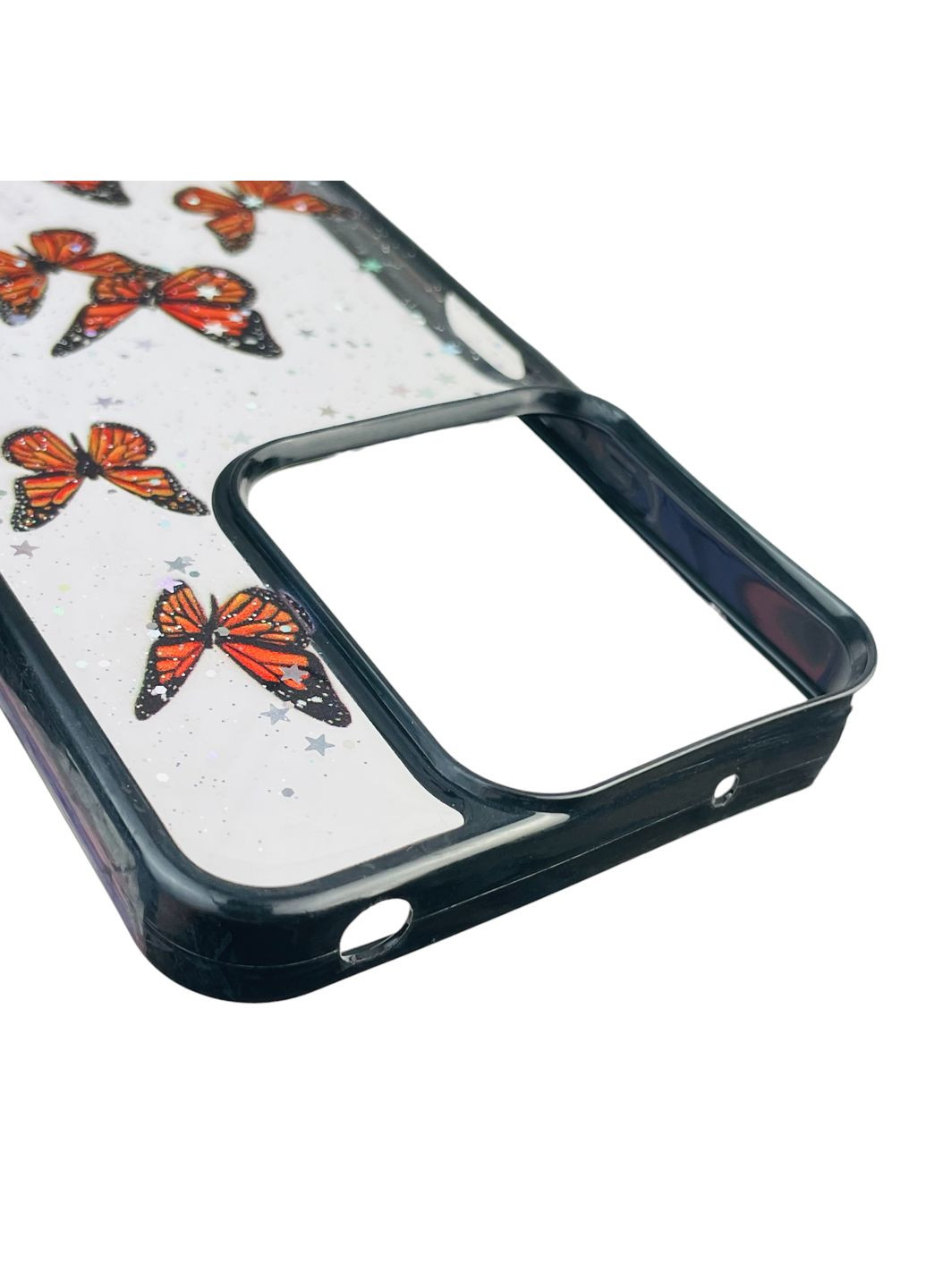 Чехол для Redmi 13 с блёстками с бабочками на сяоми редми 13 черный Xiaomi (366388896)