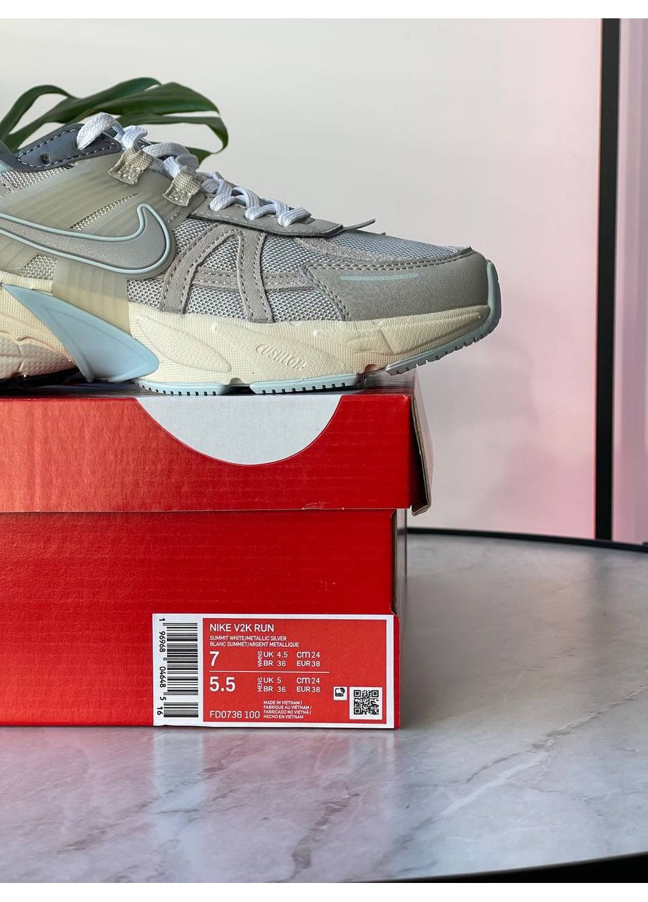 Кроссовки женские Nike V2K Run Light Iron Ore Grey | Найк В2К Рантек серые No Brand серые демисезоны (362035200)