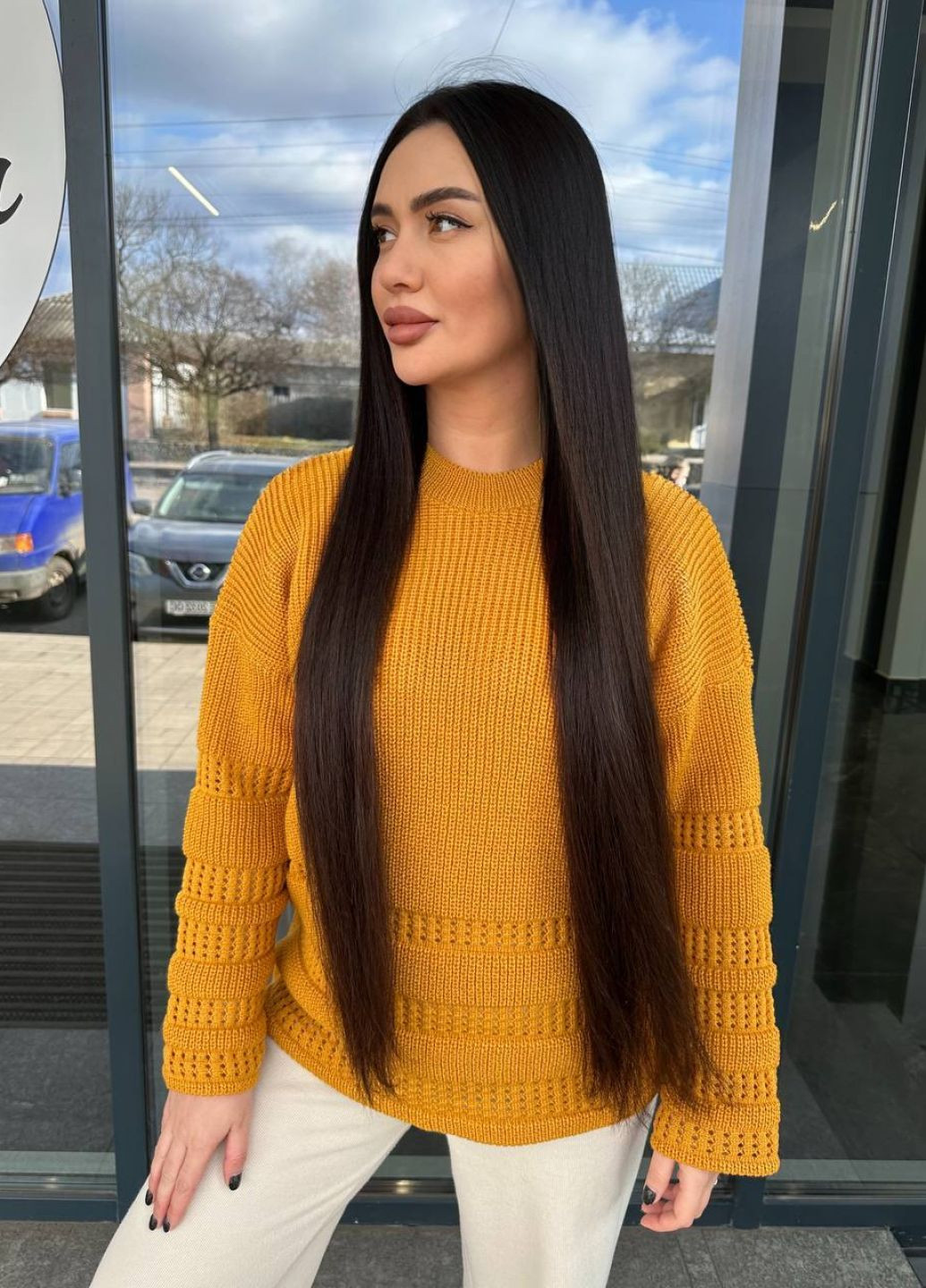 Горчичный демисезонный шерстяной свитер прямого кроя Allthings