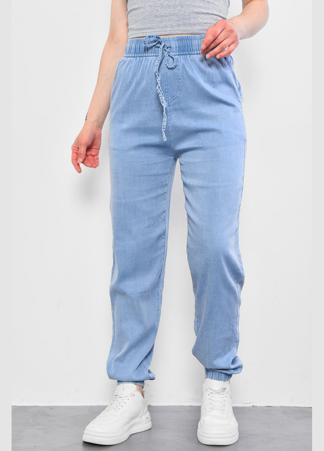 Штани жіночі напівбатальні літні блакитного кольору. Let's Shop (292251667)