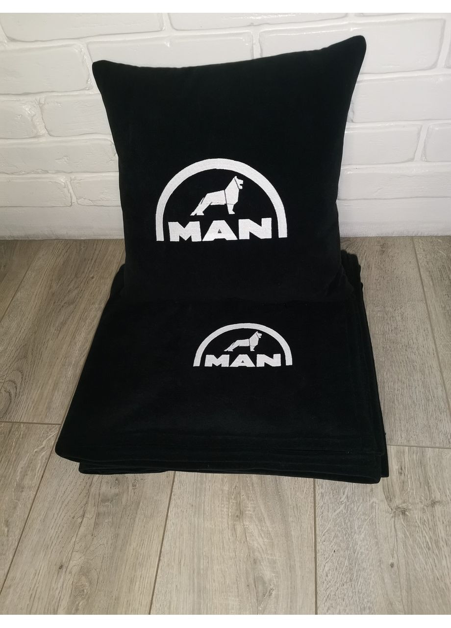Подушка и плед в автомобиль с вышивкой логотипа "MAN",, подушка 40*40 см, плед 1.5*1.8 м No Brand (369717407)