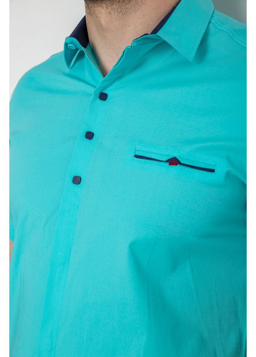 Бирюзовая повседневный рубашка однотонная Ager
