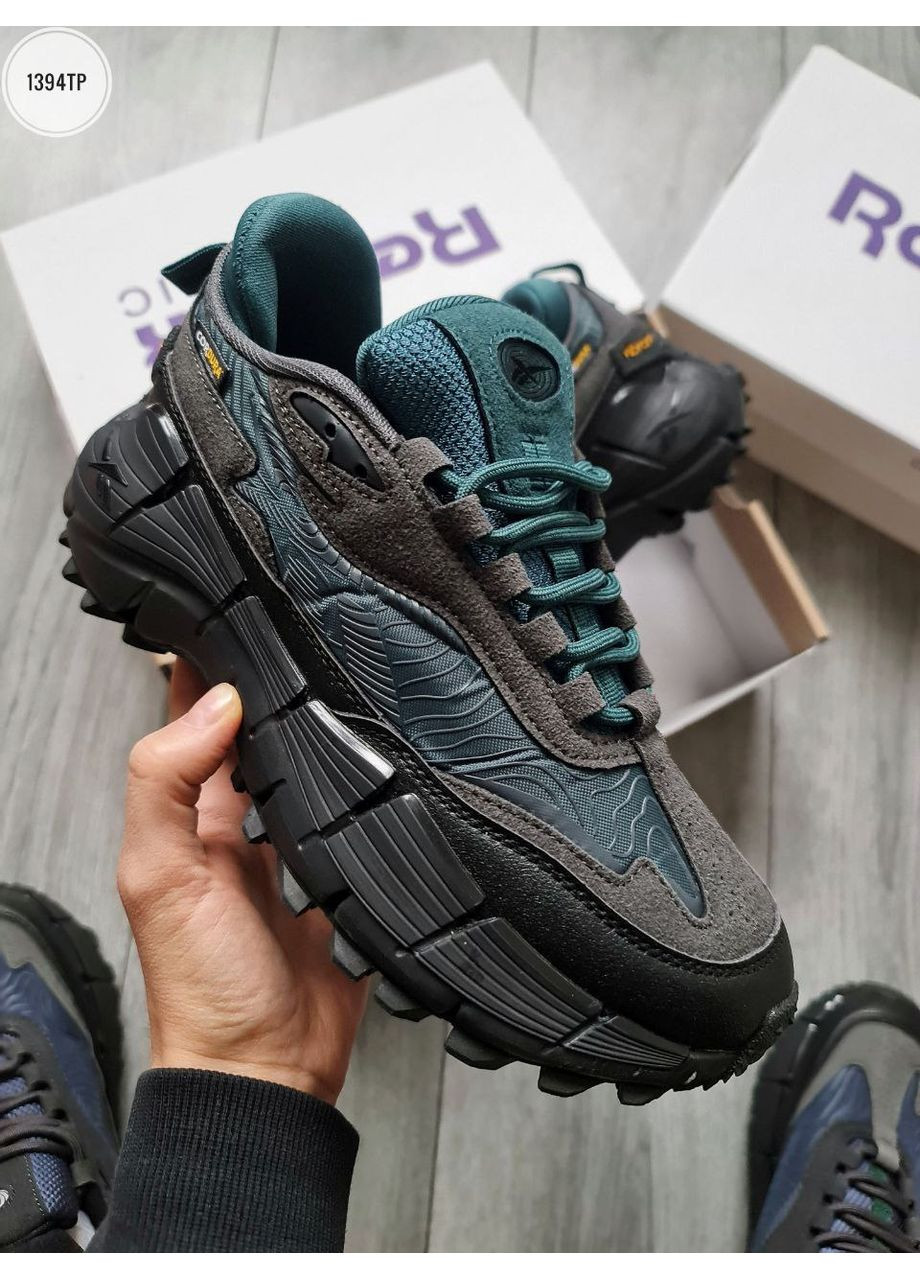 Сірі Осінні кросівки чоловічі reebok zig kinetica 2.5 edge cordura green / black рібок зіг кінетіка No Brand