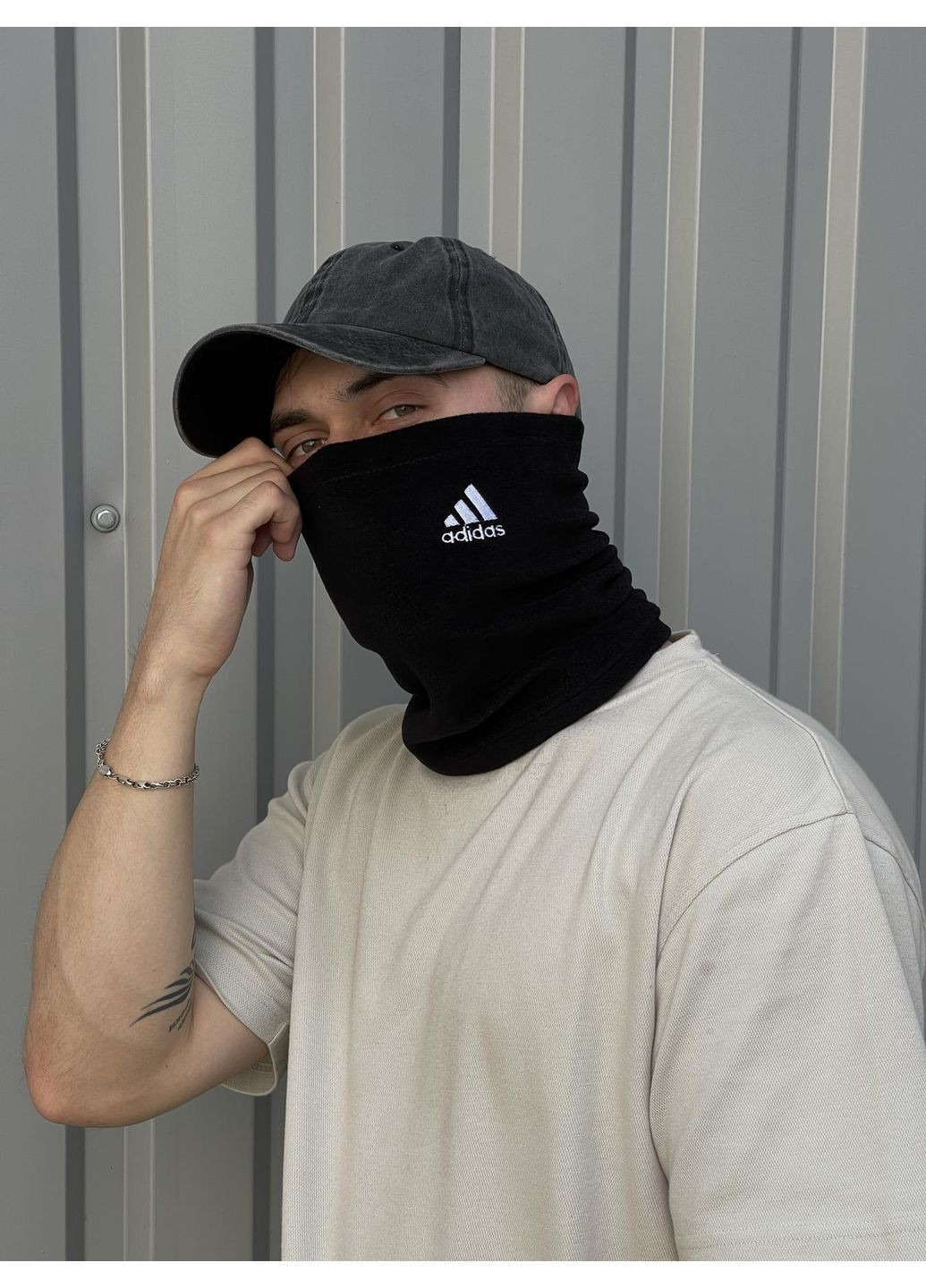 Бафф флісовий теплий з вишитим логотипом чорний No Brand Класичний баф (369976334)