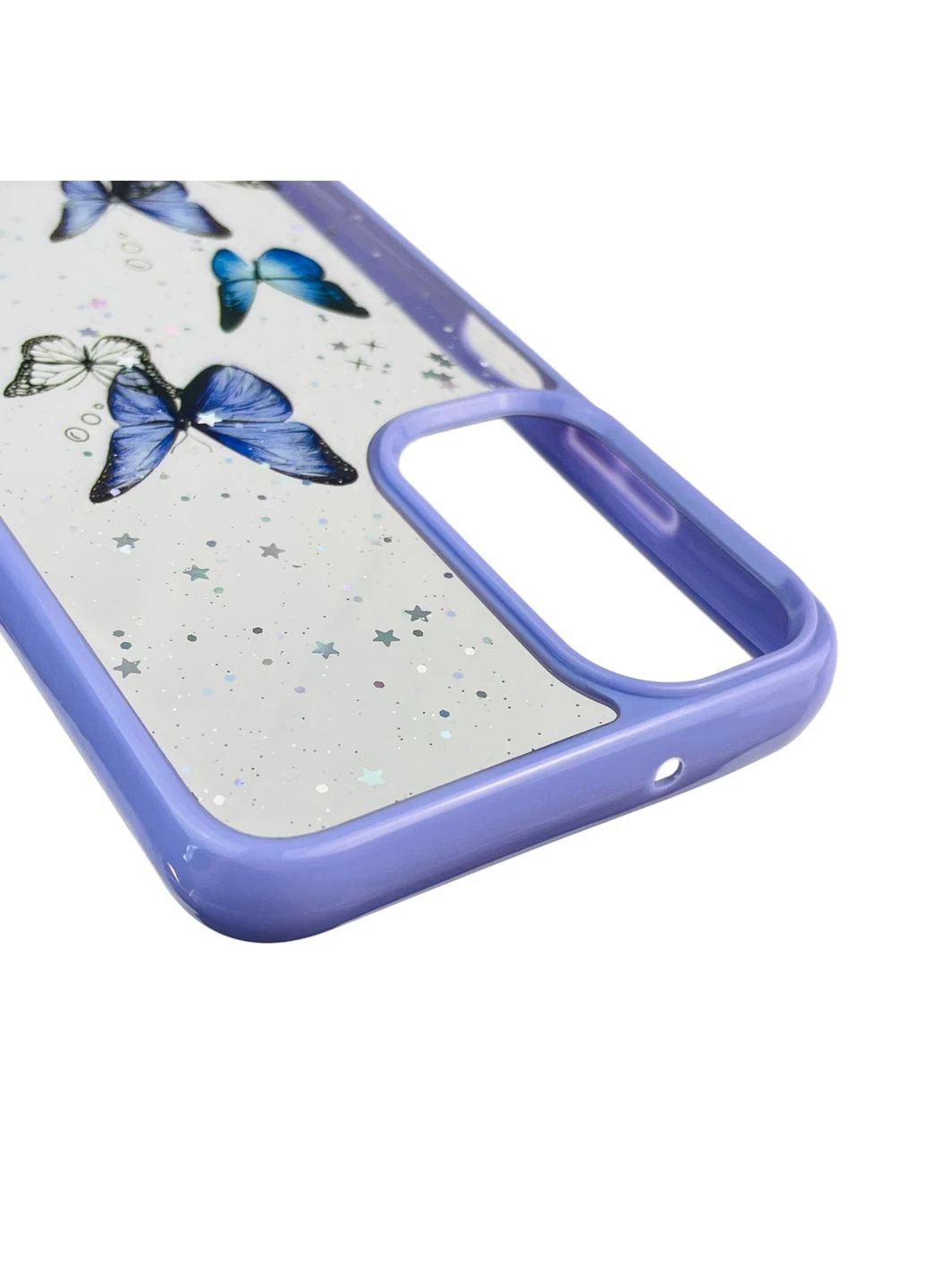 Чохол для Galaxy A05S (SM-A057) з блискітками з метеликами на самсунг а05с бузковий Samsung (366022992)