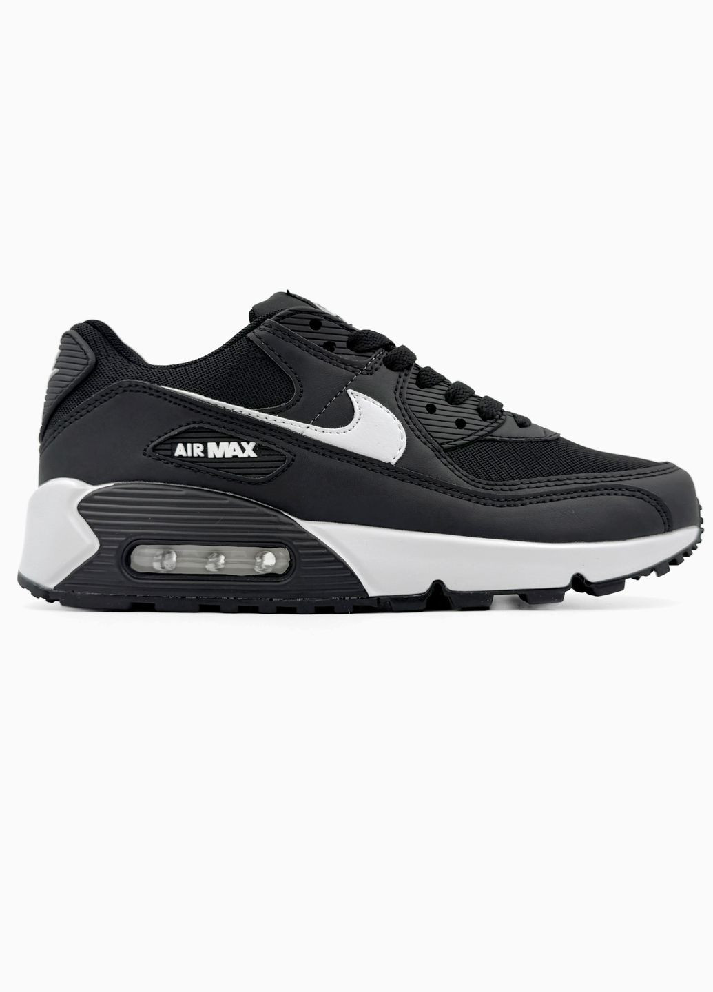 Чорно-білі Осінні кросівки чоловічі і жіночі nike air max 90 black white | найк аір макс 90 чорно-білі No Brand