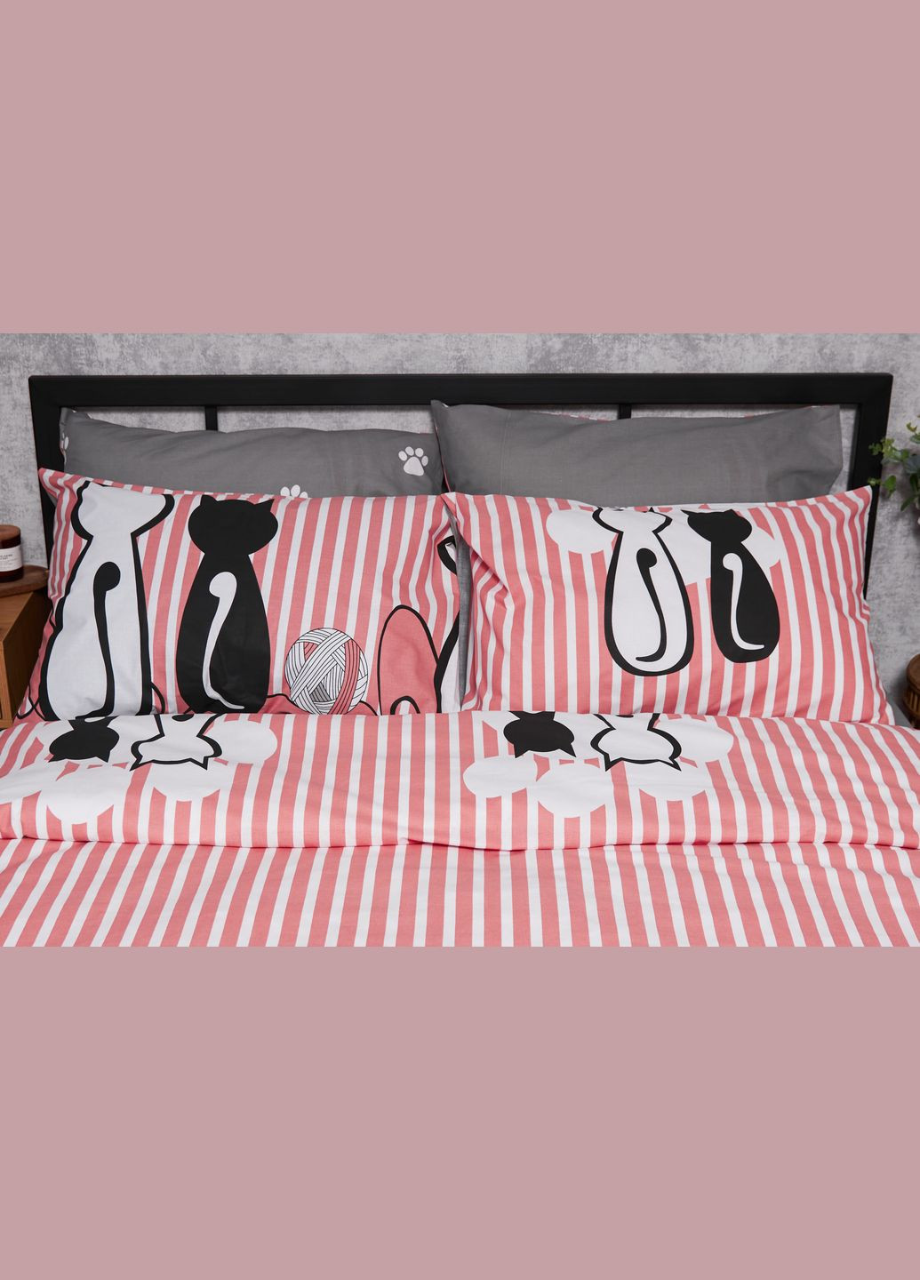 Комплект постільної білизни Бязь Gold Люкс King Size 220x240 наволочки 4х50х70 (MS-820003223) Moon&Star Cat (288044288)