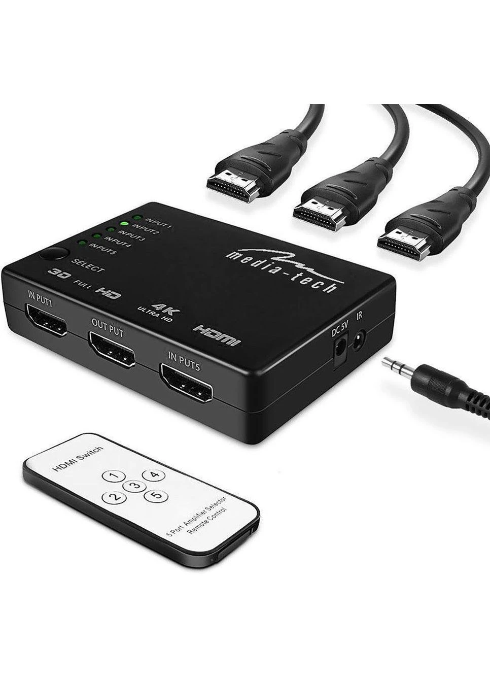 Комутатор HDMI 5xports HDMI switch, remote controlled, 4K resolution support Media-Tech (397877581)