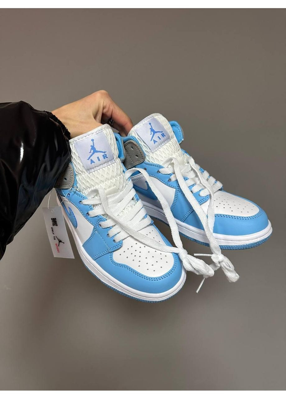 КРОССОВКИ ЖЕНСКИЕ NIKE AIR JORDAN 1 MID BLUE GREY PREMIUM НАЙК АИР ДЖОРДАН No Brand серые демисезоны (367175780)