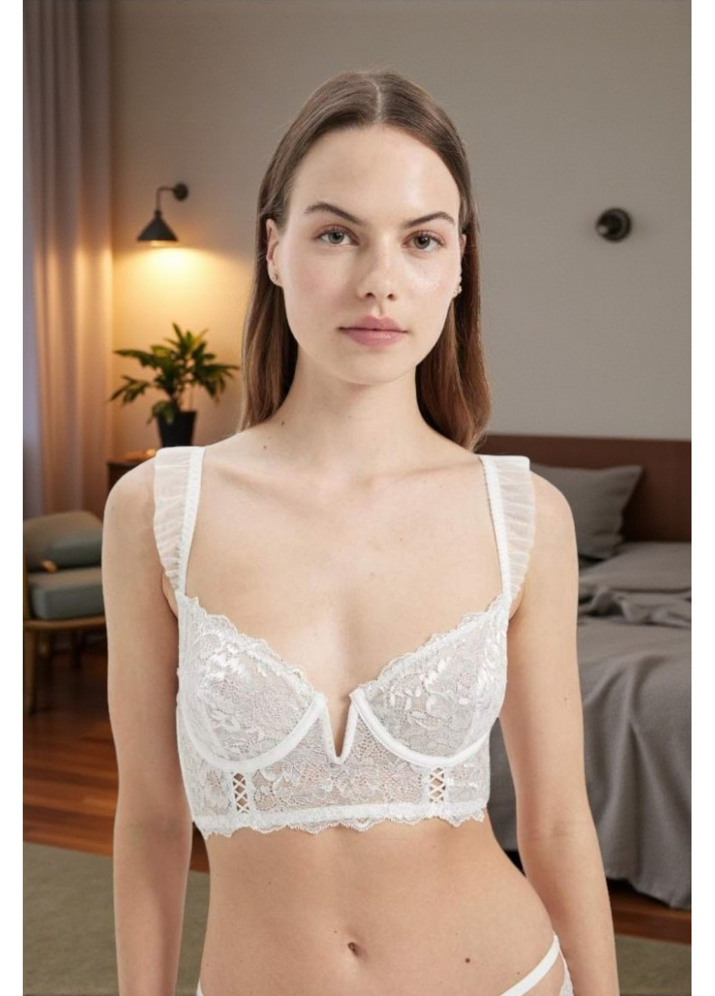 Белый балконет кружевной бюстгальтер fall in love FS с косточками