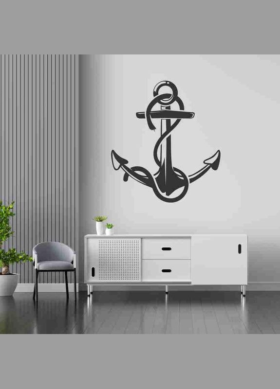 Виниловая интерьерная на стену и обои (стекло, мебель, зеркало, металл) "Корабельный якорь с Кавун наклейка (316190232)