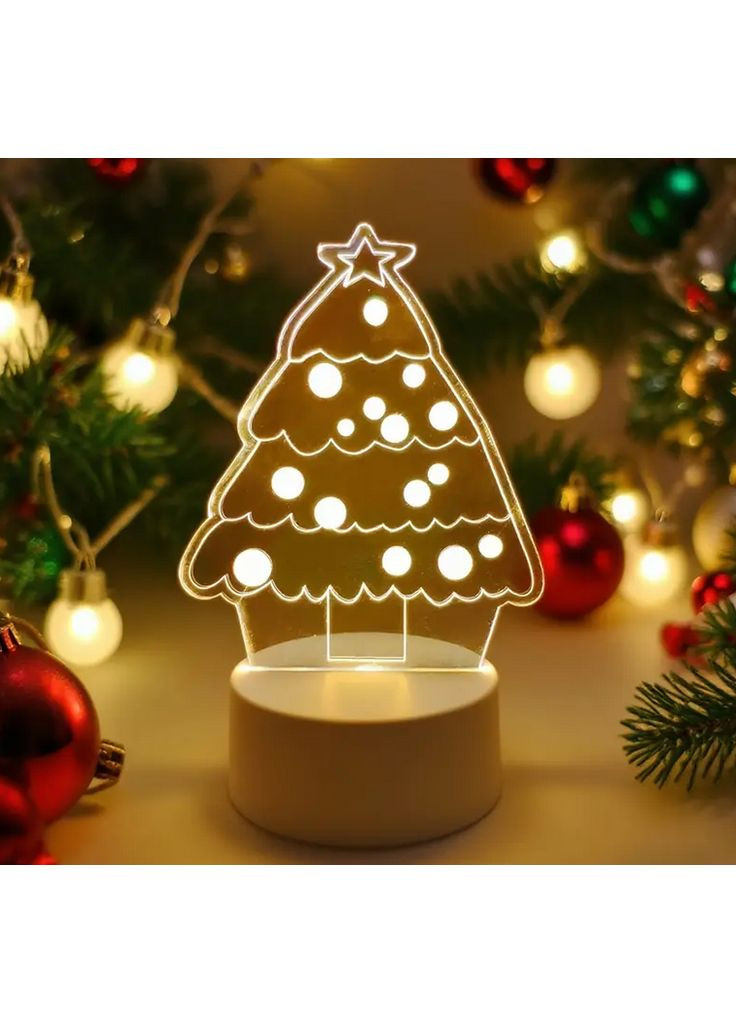 Нічник-світильник настільний 3D "Ялинка зі снігом" від USB SAM-337 No Brand (368785929)