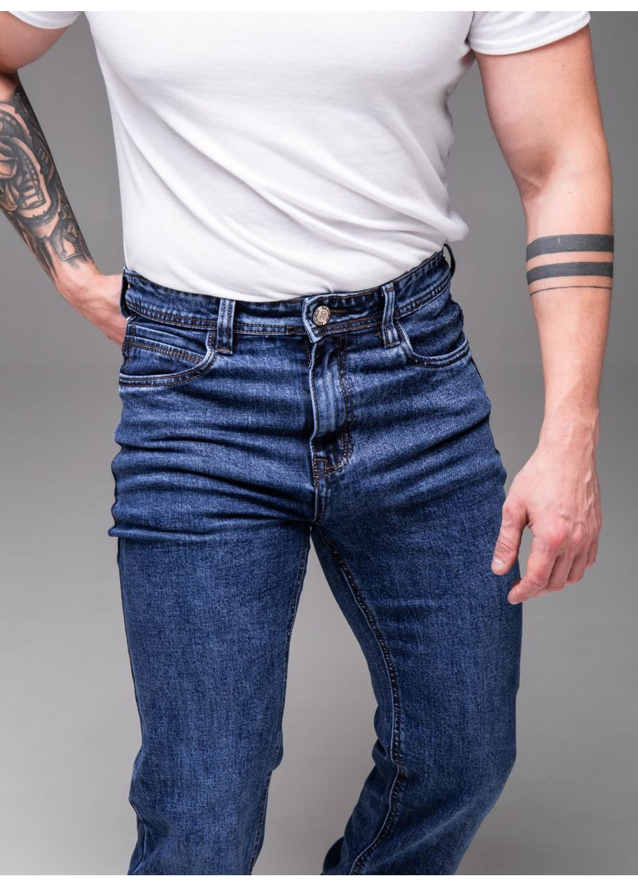 Синие демисезонные прямые классические мужские джинсы Vakko