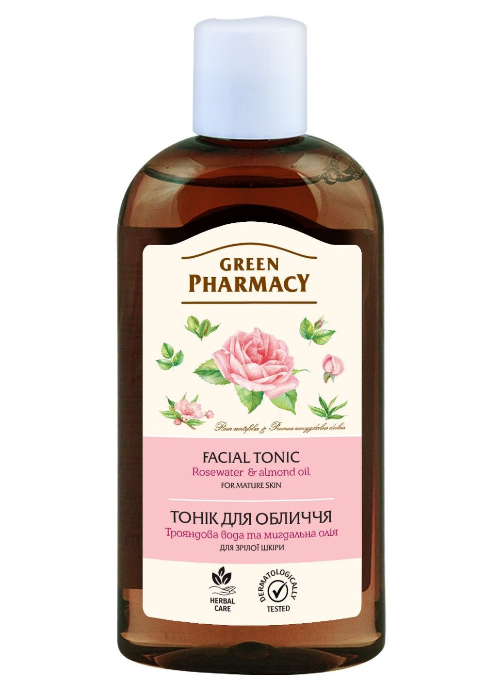 Тонік для зрілої шкіри Трояндова вода та мигдальна олія 200 мл Green Pharmacy (283017661)