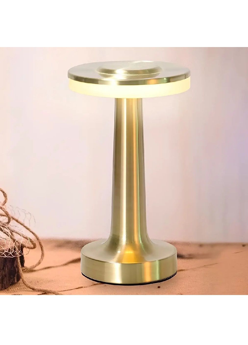 Сенсорна акумуляторна металева лампа нічник із регулюванням яскравості кольору освітлення 20 см (480374-Prob) Золота Unbranded (334205631)