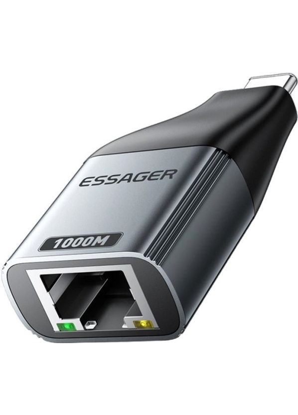 Зовнішня мережева карта / адаптер Llano USB-C 3.0 → Gigabit Ethernet (1000 Мбіт/с) - RJ45 Essager (322033692)