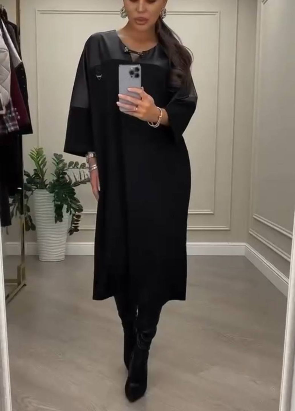 Чорна повсякденний комбінована сукня вільного крою Україна