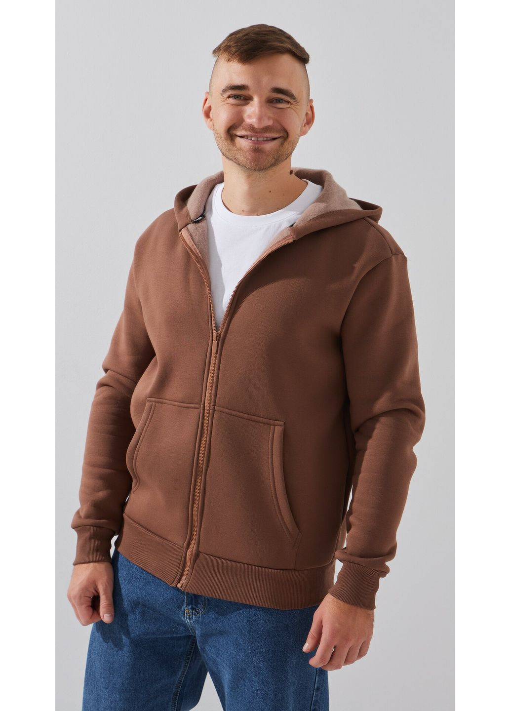 Толстовка однотонная мужская MBC02334 Кофейный shop (2888000024831) LAWA (365590900)