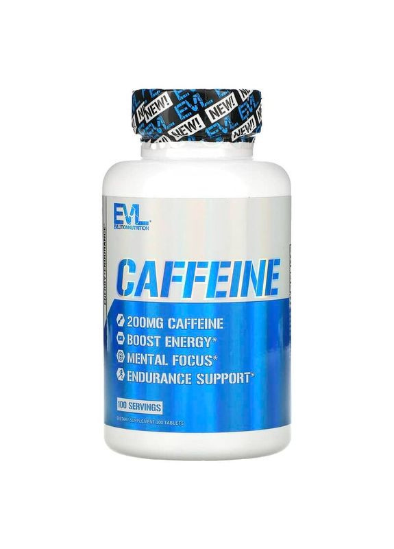 Кофеин 200 мг для повышения уровня энергии 100 таблеток EVLution Nutrition (278101610)