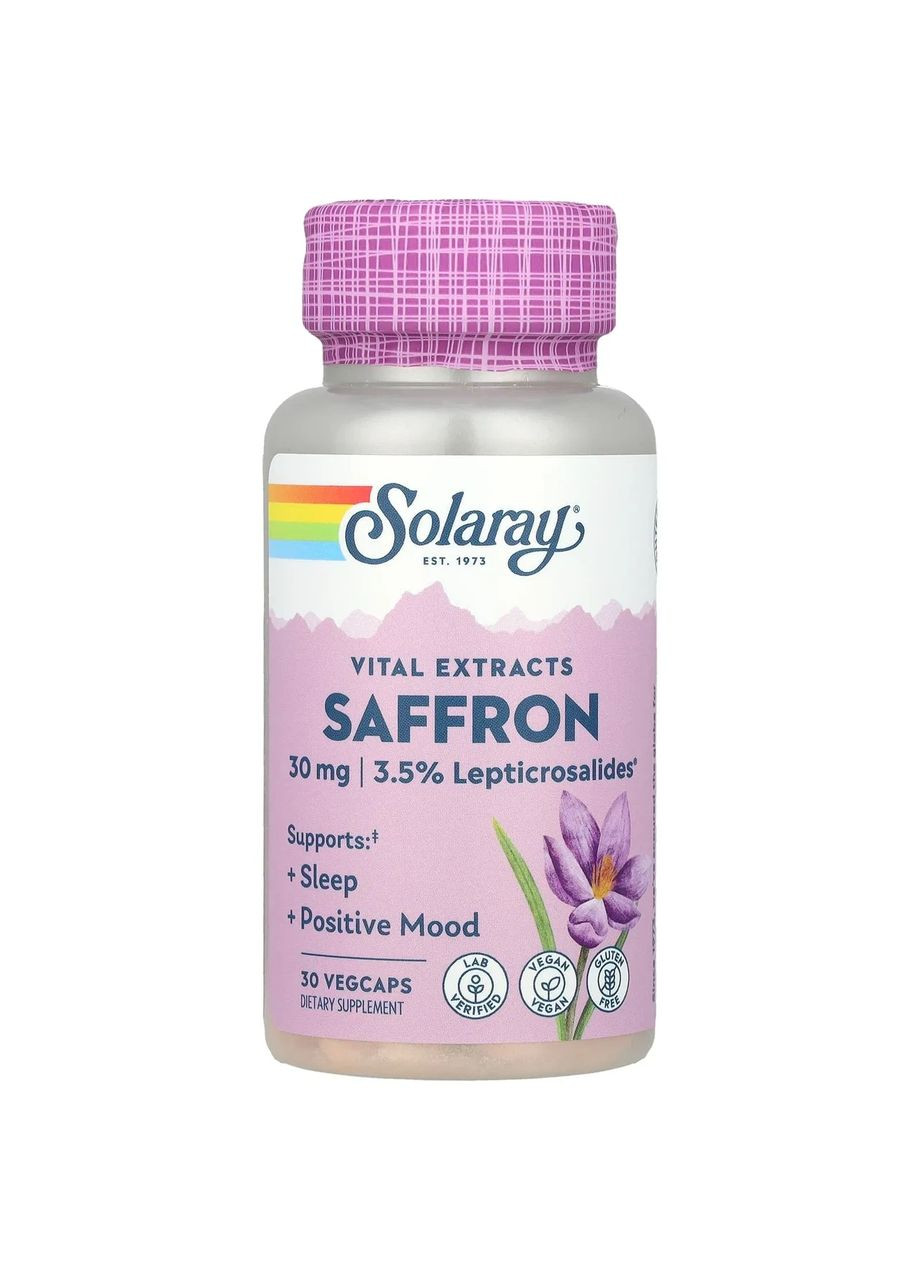 Екстракт шафрану Vital Extracts Saffron, 30 капсул Solaray (366961316)
