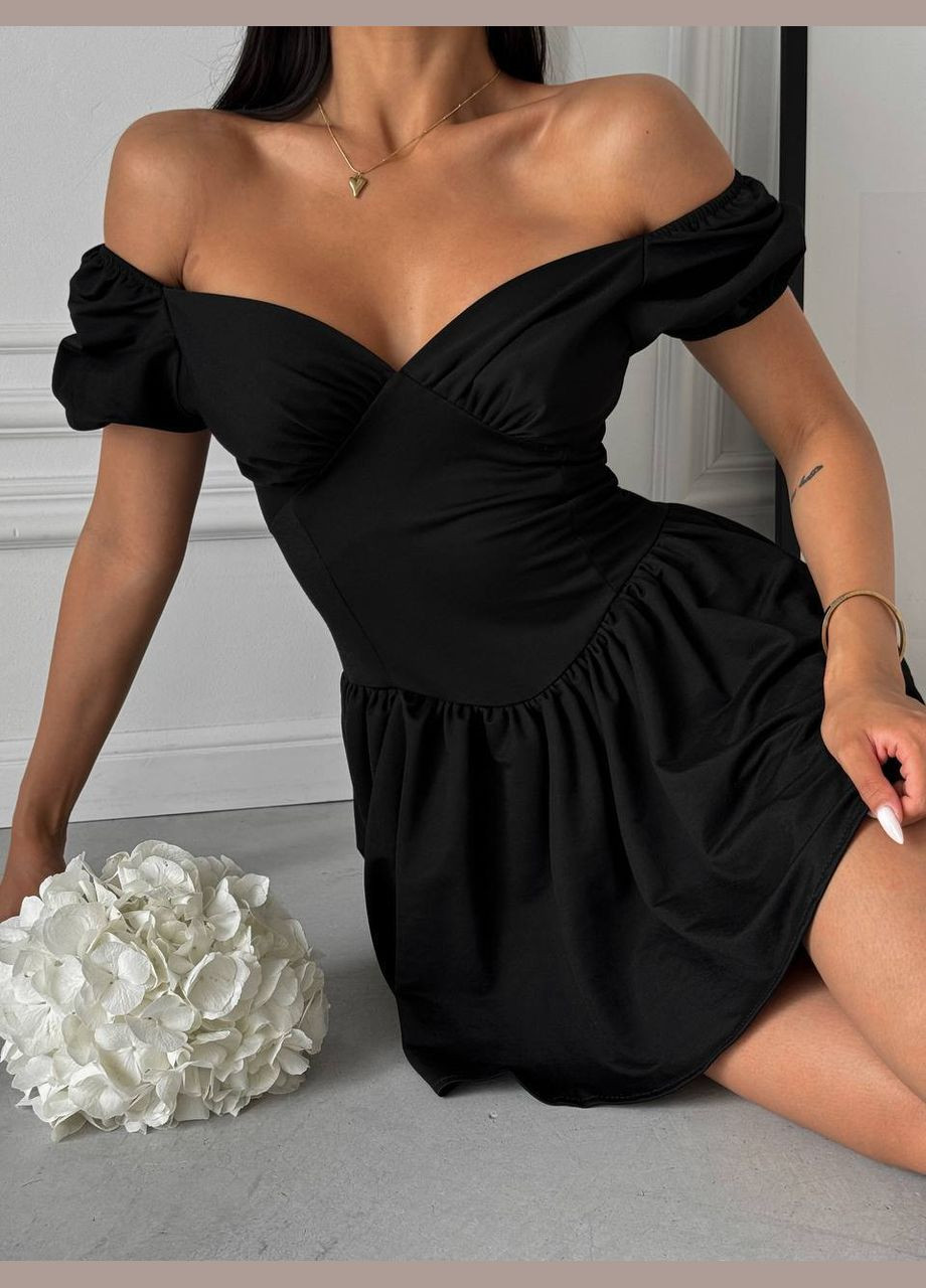 Комбинезон No Brand комбинезон-шорты однотонный чёрный повседневный, кэжуал трикотаж