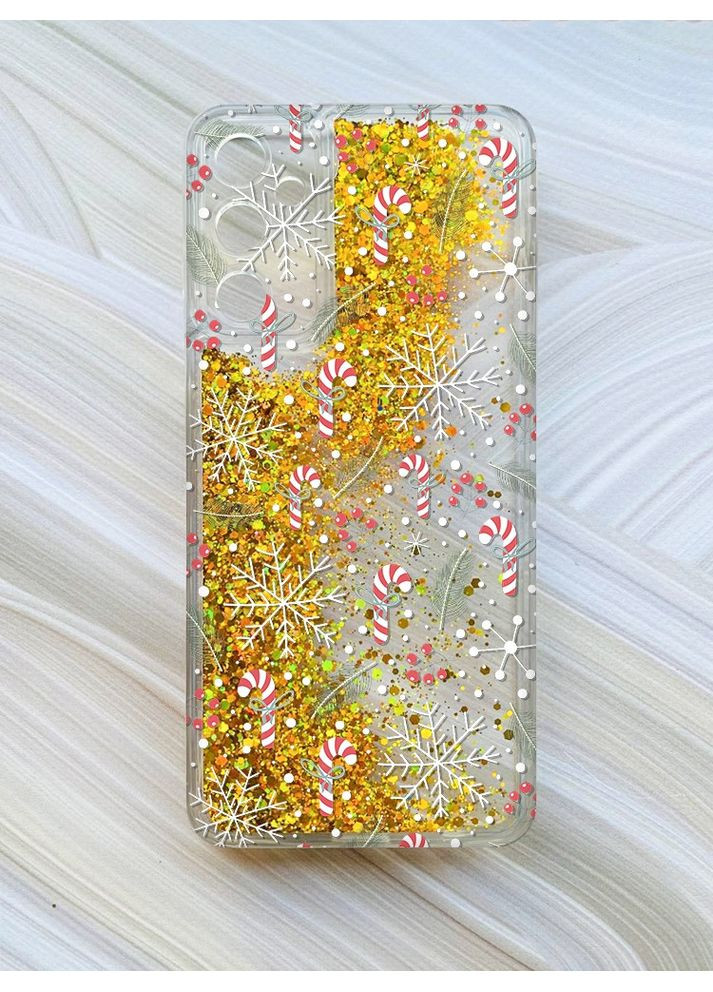 Чехол с плавающими блестками для Samsung Galaxy A25 (A256) Золотой Новогодний фон (принт 199) CASE CONTROL (362963774)