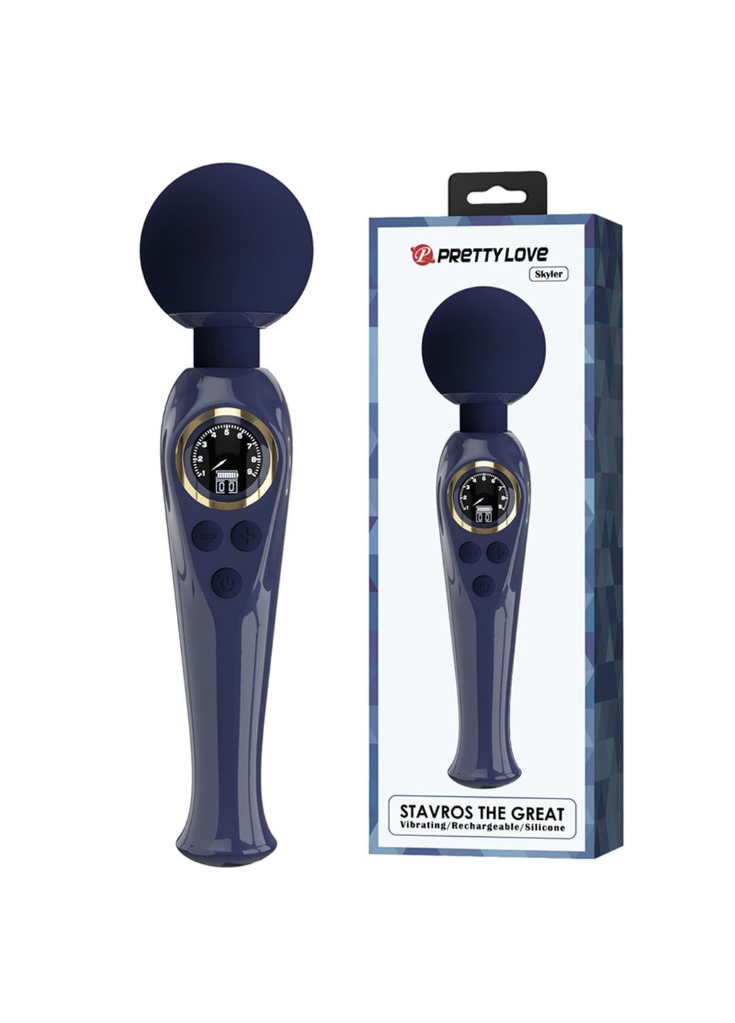 Вибратор-микрофон Skyler 10 режимов, LED дисплей, синий, 22.4 х 5.5 см Pretty Love (361670488)