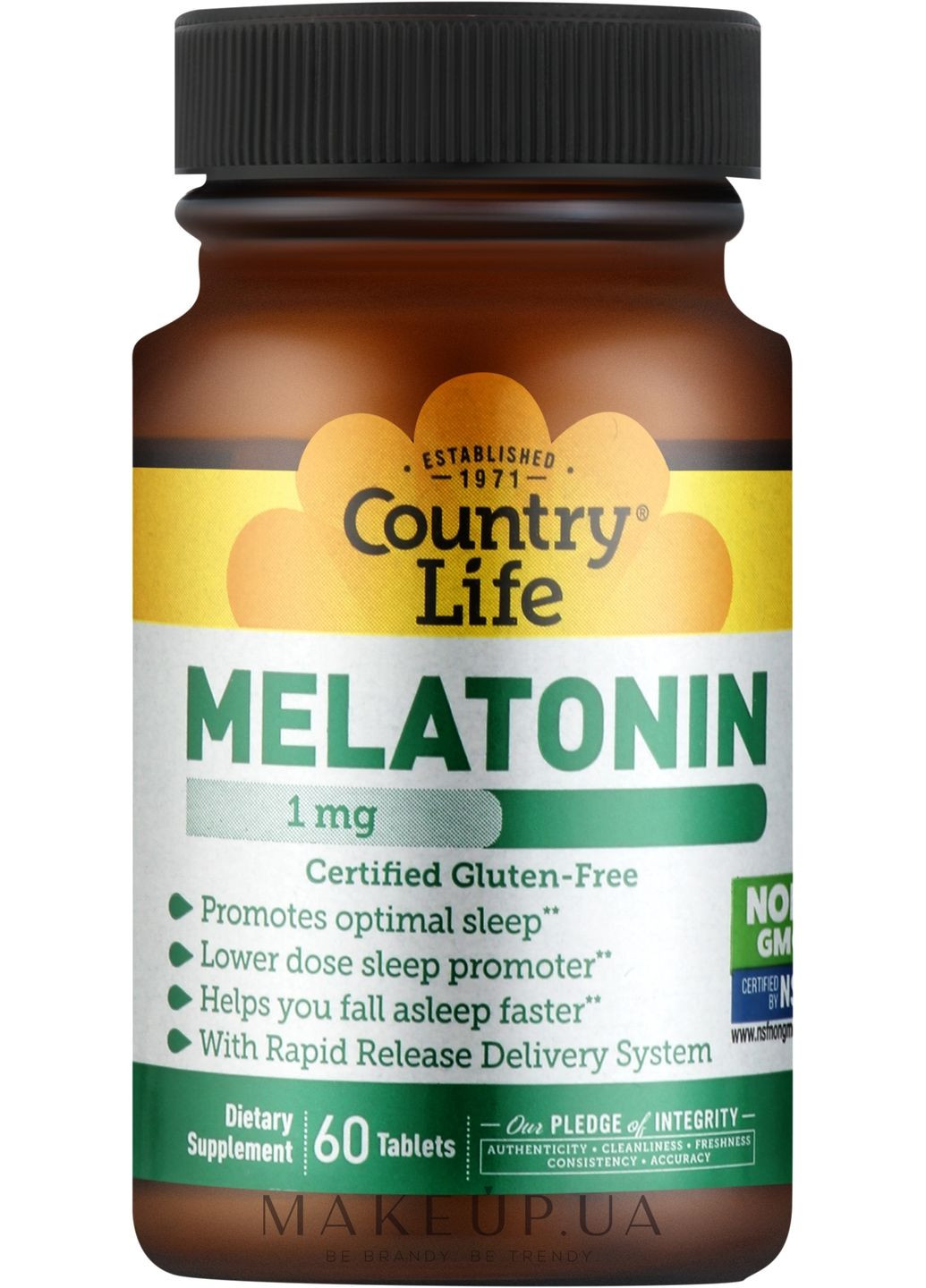 Витаминно-минеральный комплекс "Мелатонин, 3 мг" Melatonin 60шт (934463-31339355) Country Life (368654338)
