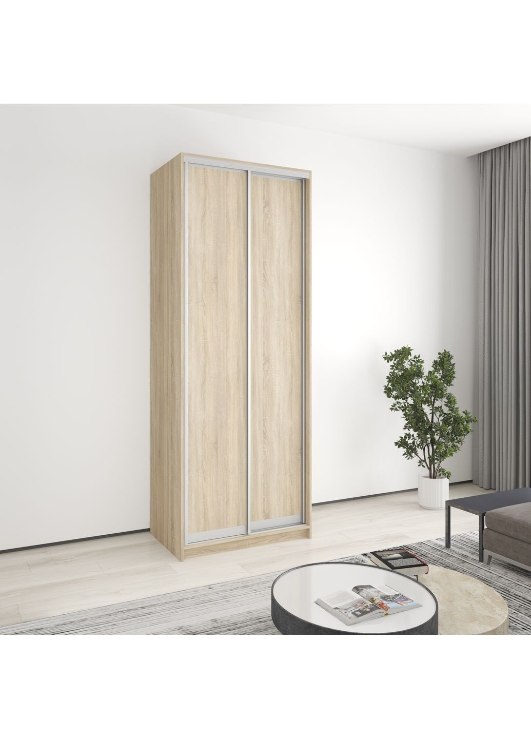 Шафа-купе дводверна Уні AL 2ДСП 90x45x240 см (MBS-3926) MebelStar (359449478)