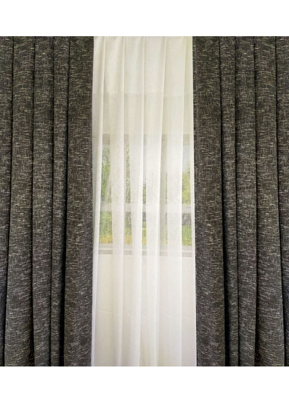 Комлпетк Штор Лен мешковина серая 100х260 No Brand (353830513)