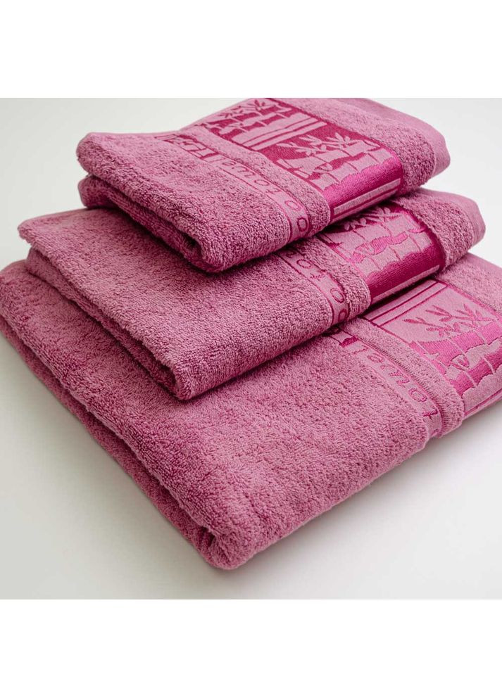 Набор полотенец для ванной 3шт 40х70см, 50х90см, 70х140см BambooN 450г/м2 (Пудровый) GM Textile пудровый