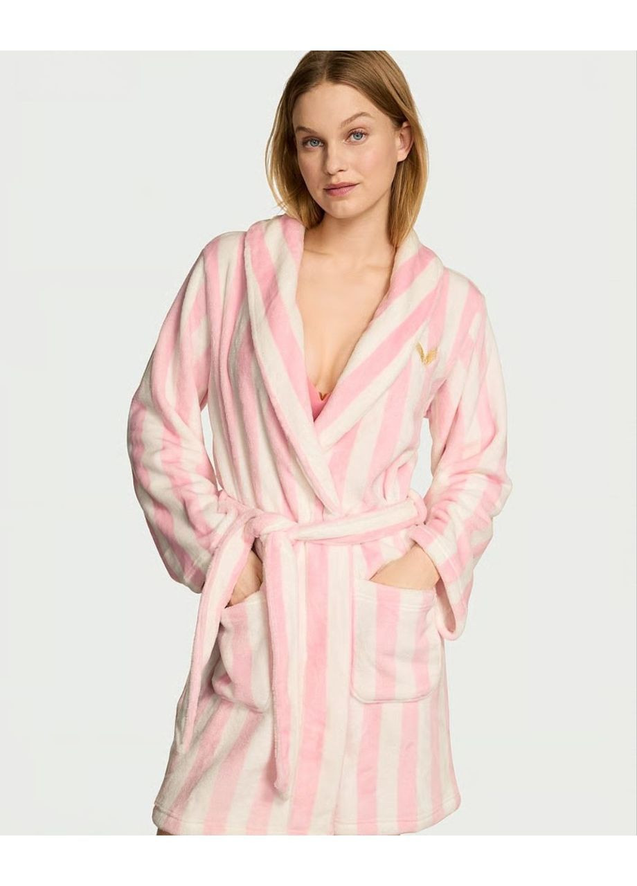 Теплий, плюшевий у рожеву смужку (XS/S) Victoria's Secret халат (369145471)