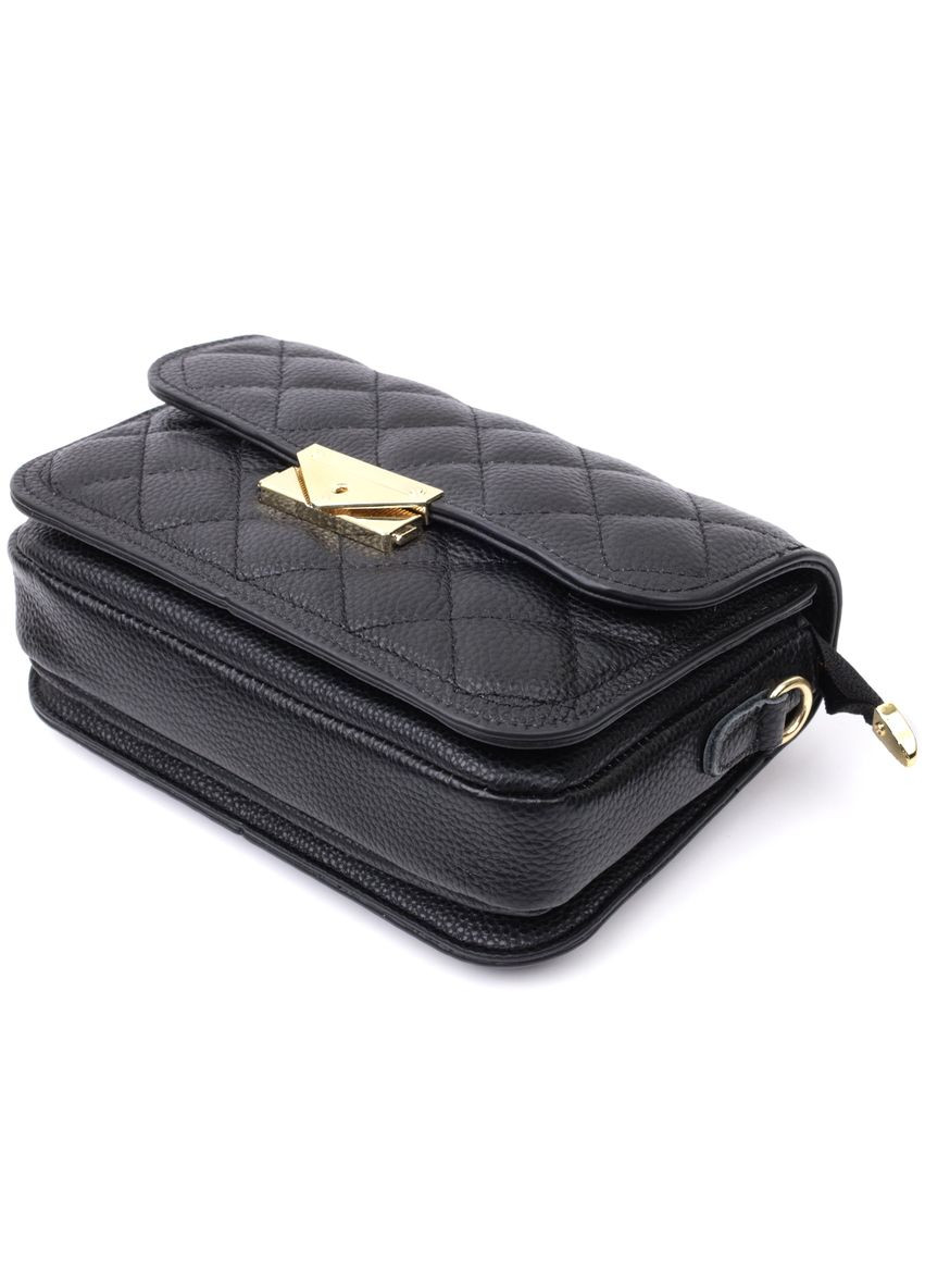 Модна жіноча сумка з оригінальною клямкою з натуральної шкіри 22671 Чорна Vintage (331913062)