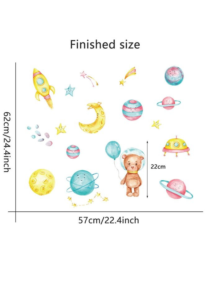 Вінілові наклейки на стіну Ведмедик у космосі (лист 30 х 60 см) б394-47-1 No Brand (302242594)
