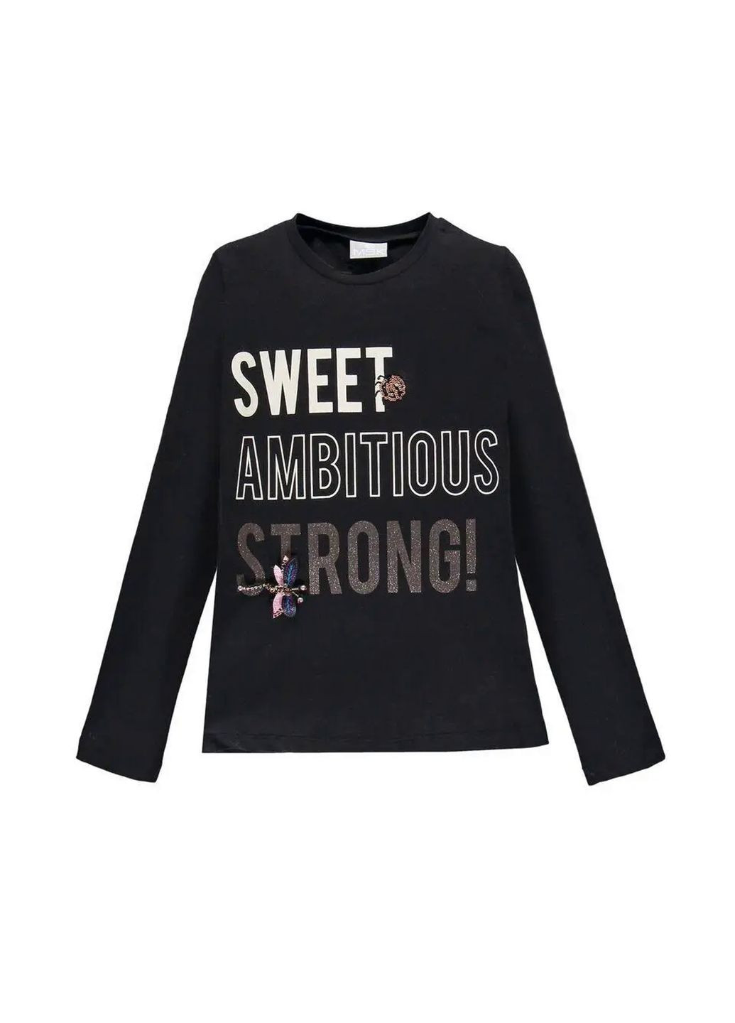 Черный демисезонный лонгслив MEK с надписями