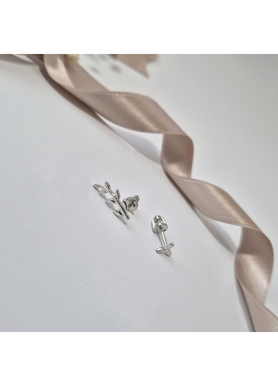 Срібні сережки гвоздики на закрутках Гілочка без каменів срібло 925 проби Родоване вс162/1р 1.47г Nobrand (364653498)