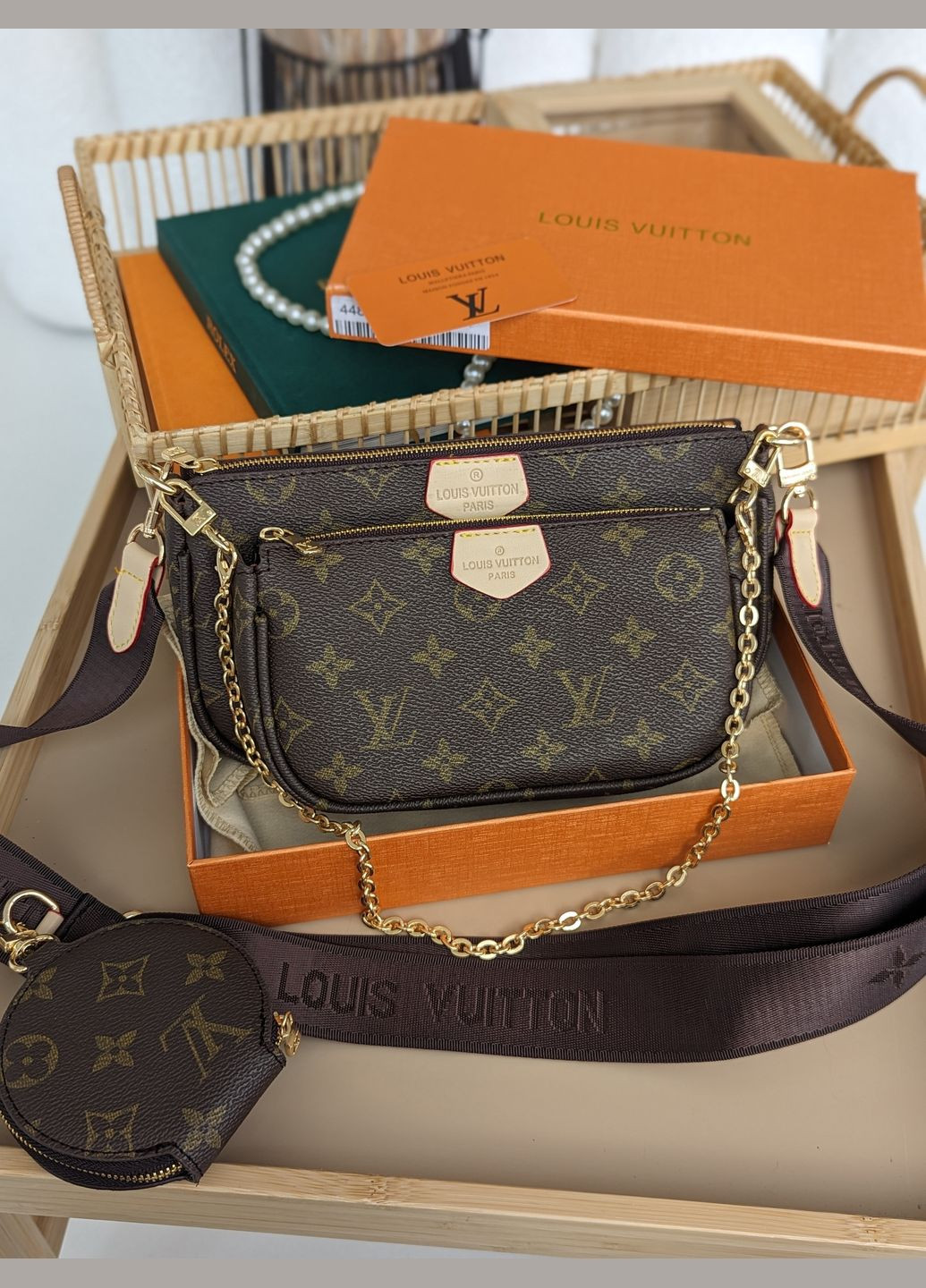 Женская сумка 3в1 Multi Pochette bag коричневый Louis Vuitton Крос-боді (324102304)