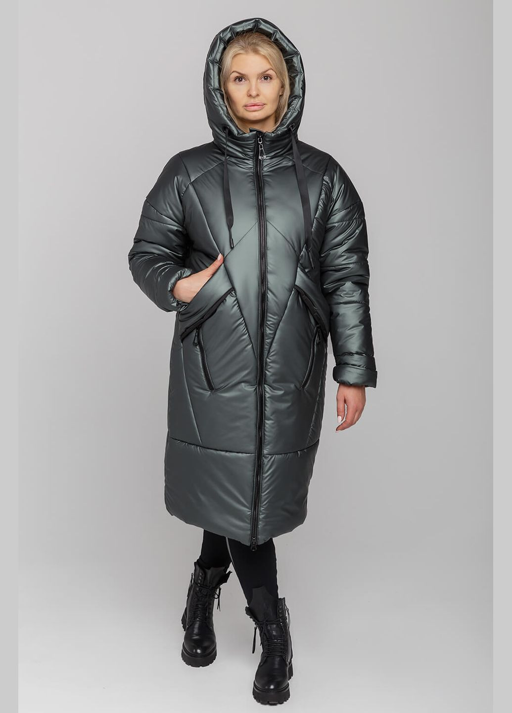 Оливкова зимня куртка-пальто "климента" MioRichi