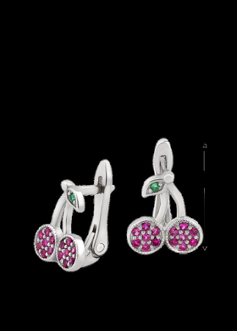 Срібні сережки дитячі Вишеньки з кольоровими фіантами No Brand (333705751)