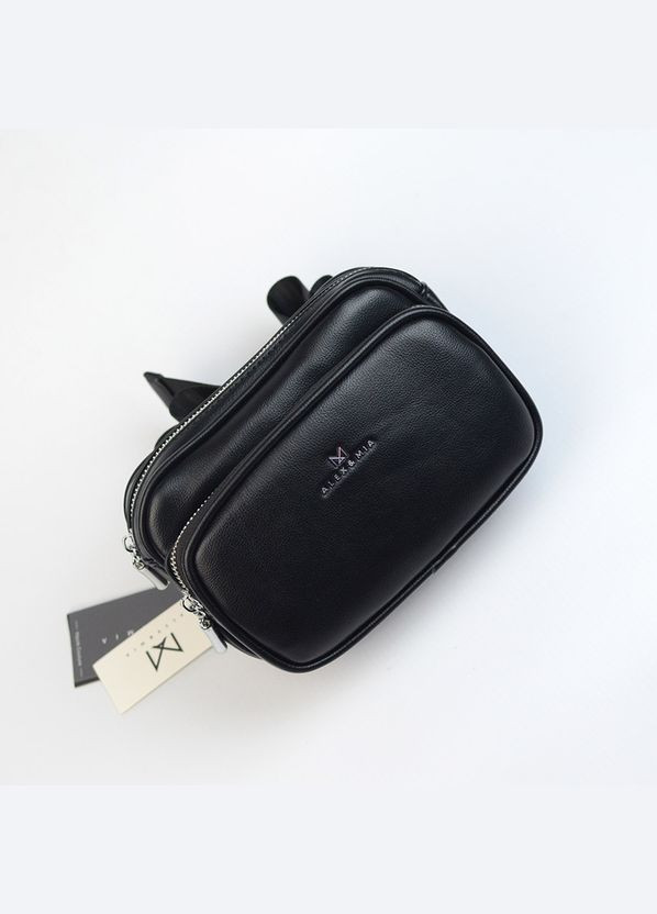 Чорна жіноча маленька нагрудна поясна сумочка бананка через плече Alex&Mia (338182400)
