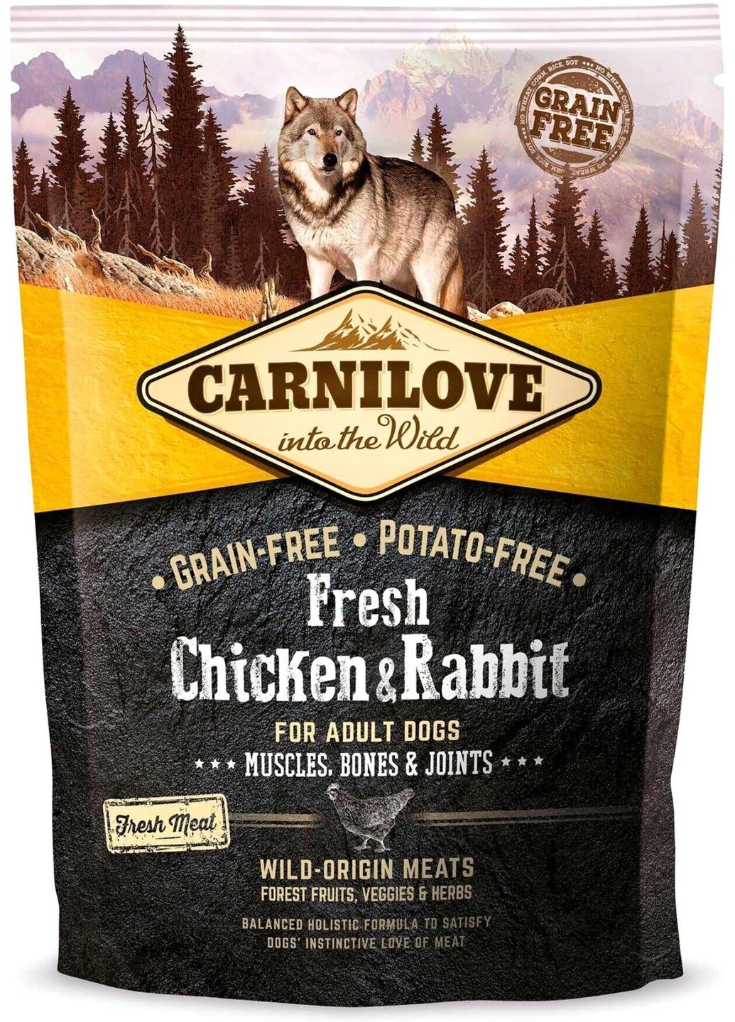 Сухий корм для дорослих собак Fresh Muscles, Bones & Joints з куркою та кроликом 1.5 кг Carnilove (279570700)