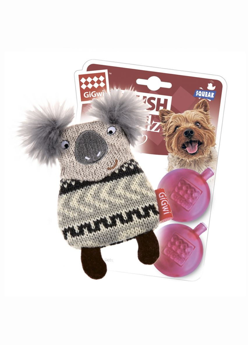 Іграшка для собак Коала з пискавкою Plush 10 см Сірий (75012) GiGwi (279566491)